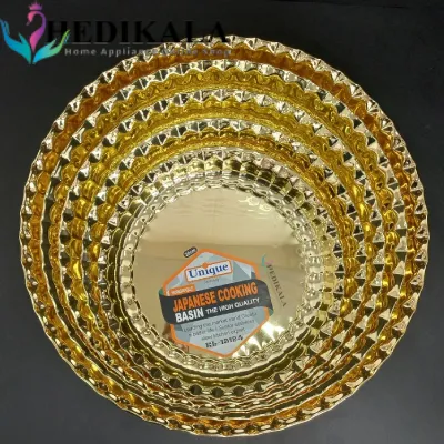 سینی پذیرایی استیل طلایی برند یونیک
