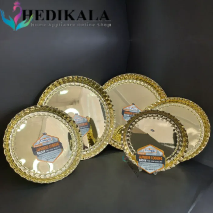 سینی پذیرایی استیل طلایی برند یونیک
