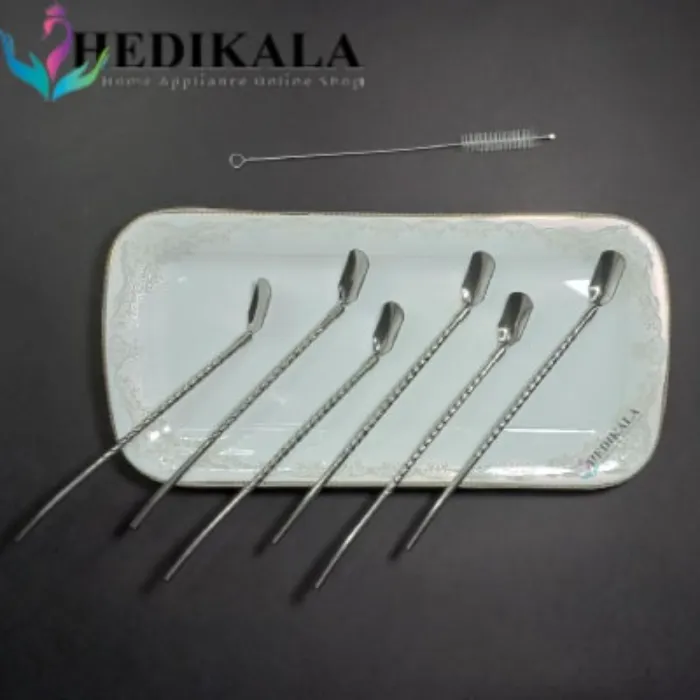 قاشق شربت خوری نی دار استیل برند HONGLI