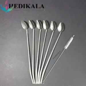 قاشق شربت خوری نی دار استیل برند HONGLI