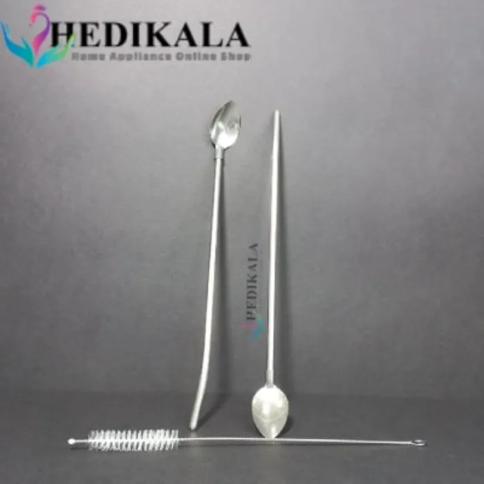 قاشق شربت خوری نی دار استیل برند HONGLI