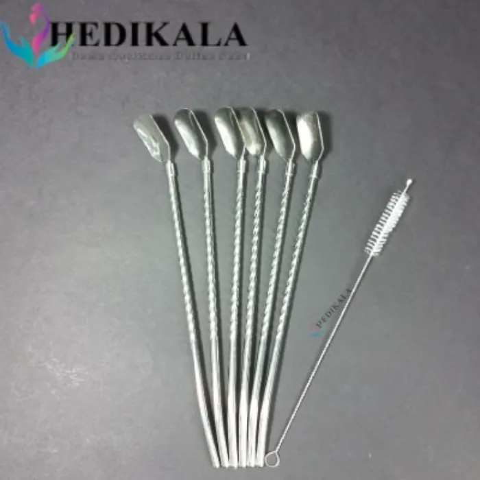 قاشق شربت خوری نی دار استیل برند HONGLI