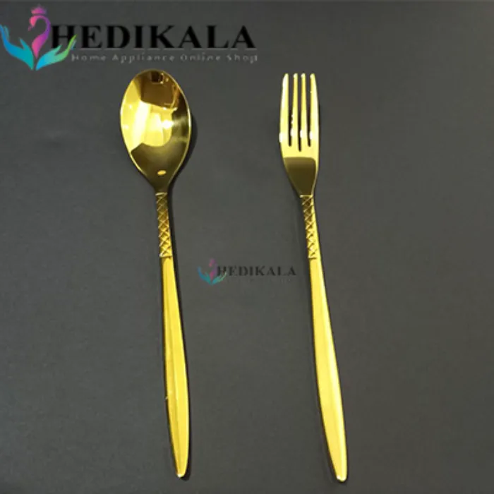 سرویس قاشق چنگال برند یونیک 24 نفره 120 پارچه مدل دهنه اروپایی طلایی