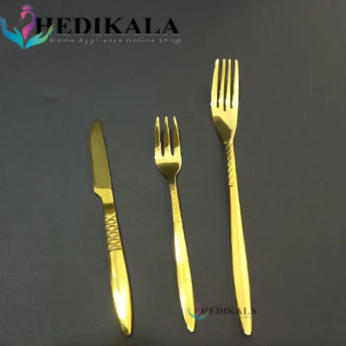 سرویس قاشق چنگال برند یونیک 24 نفره 120 پارچه مدل دهنه اروپایی طلایی