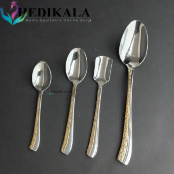 سرویس قاشق چنگال برند دسینی 24 نفره 132 پارچه مدل ورساج طلایی