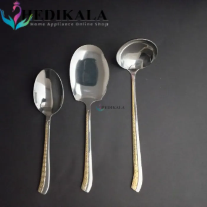 سرویس قاشق چنگال برند دسینی 24 نفره 132 پارچه مدل ورساج طلایی