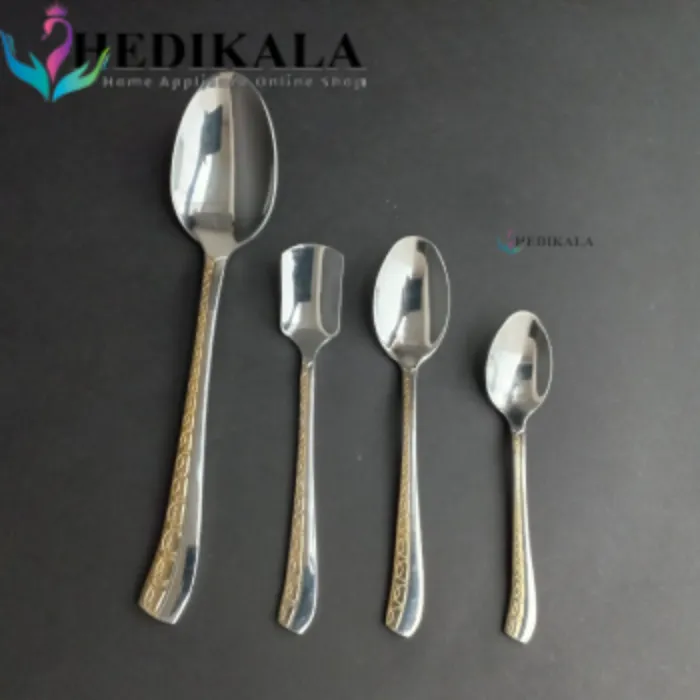 سرویس قاشق چنگال برند دسینی 24 نفره 132 پارچه مدل ورساج طلایی