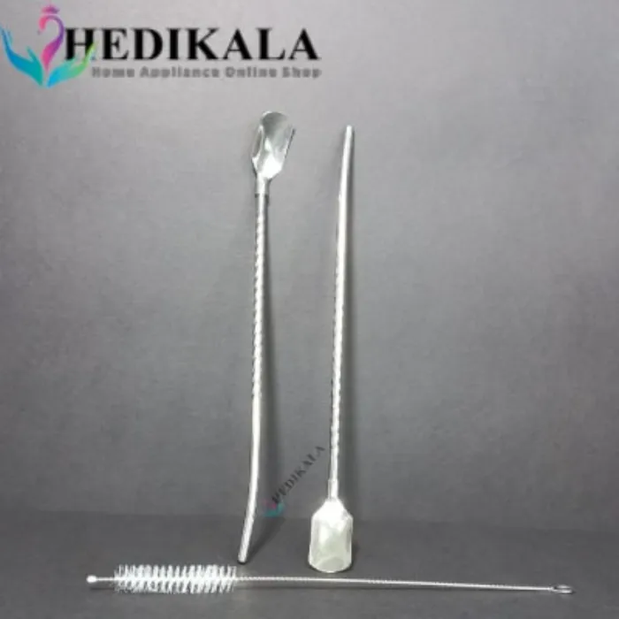 قاشق شربت خوری نی دار استیل برند HONGLI