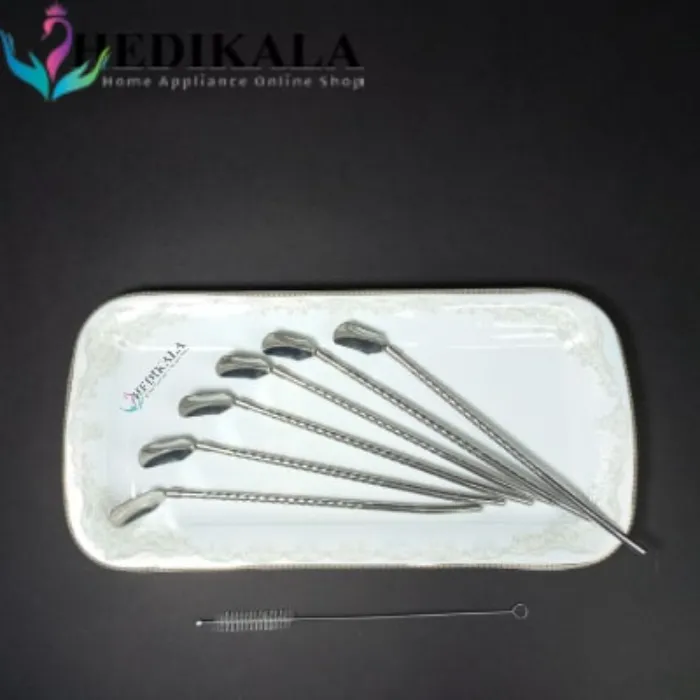 قاشق شربت خوری نی دار استیل برند HONGLI