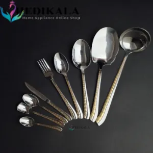 سرویس قاشق چنگال برند دسینی 24 نفره 132 پارچه مدل ورساج طلایی