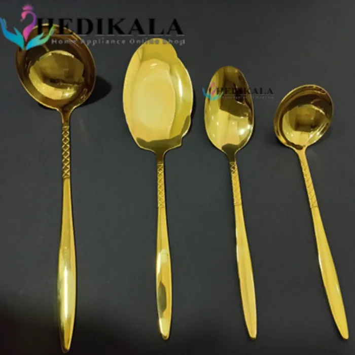 سرویس قاشق چنگال برند یونیک 24 نفره 120 پارچه مدل دهنه اروپایی طلایی