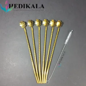 قاشق شربت خوری نی دار استیل طرح گل برند HONGLI