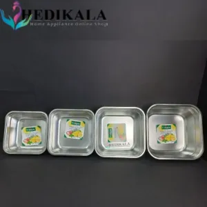 لگن مربعی 4 پارچه استیل برند یونیک