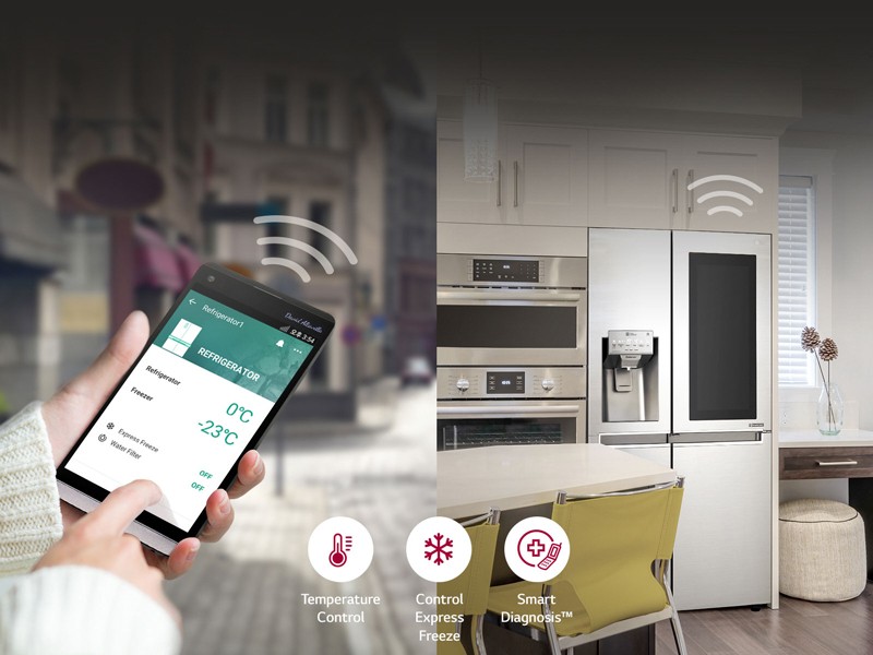 سیستم هوشمند SmartThinQ یخچال فریزر ساید بای ساید ال جی GR-X334